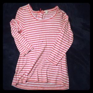 J. Crew red/white 3/4 length cotton t-shirt. Sz L